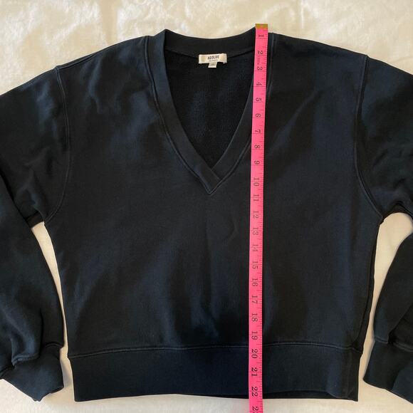 Agolde Black V Neck Pullover Sweater 100% Cotton Women's Small - Picture 5 of 8